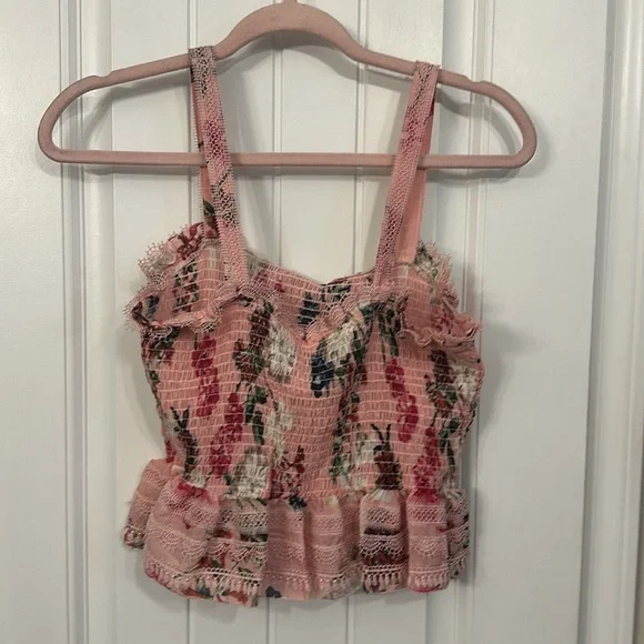 Nicholas Lilac Floral Shirred Crop Top Size 4 Small - Picture 8 of 12